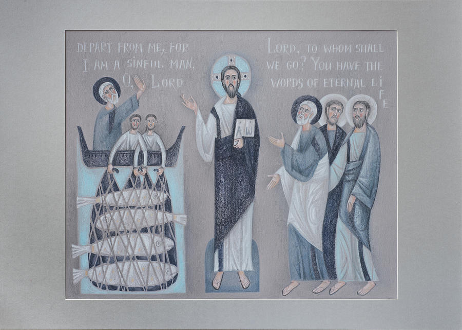Christ and Peter Mixed Media by Olga Shalamova Christ and Peter Mixed Media by Olga Shalamova