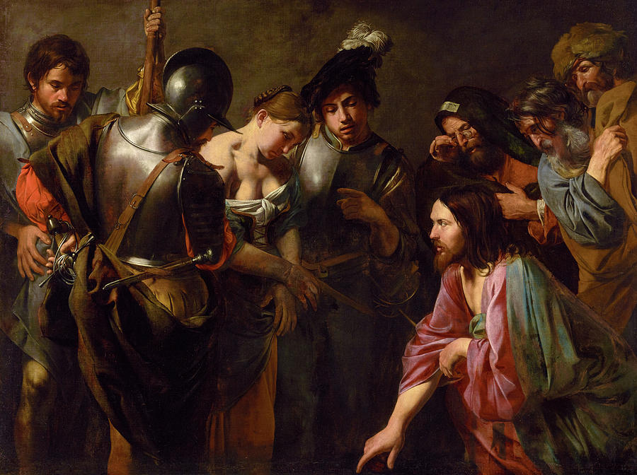 Christ and the Adulteress, 1620 Painting by Valentin de Boulogne - Pixels