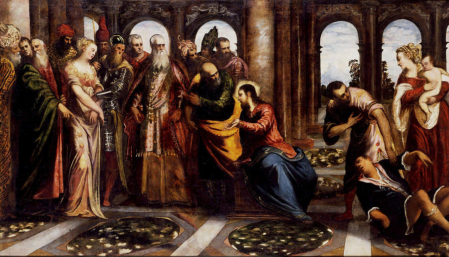 Tintoretto Painting - Christ and the Adulteress  by Tintoretto