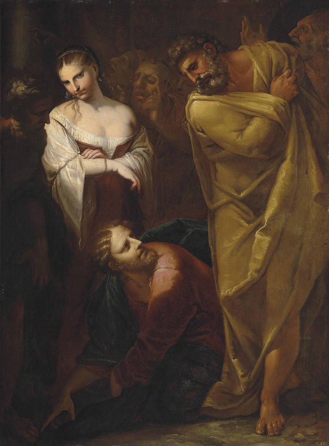 Christ and the Woman taken in Adultery Painting by Pietro Liberi | Fine ...