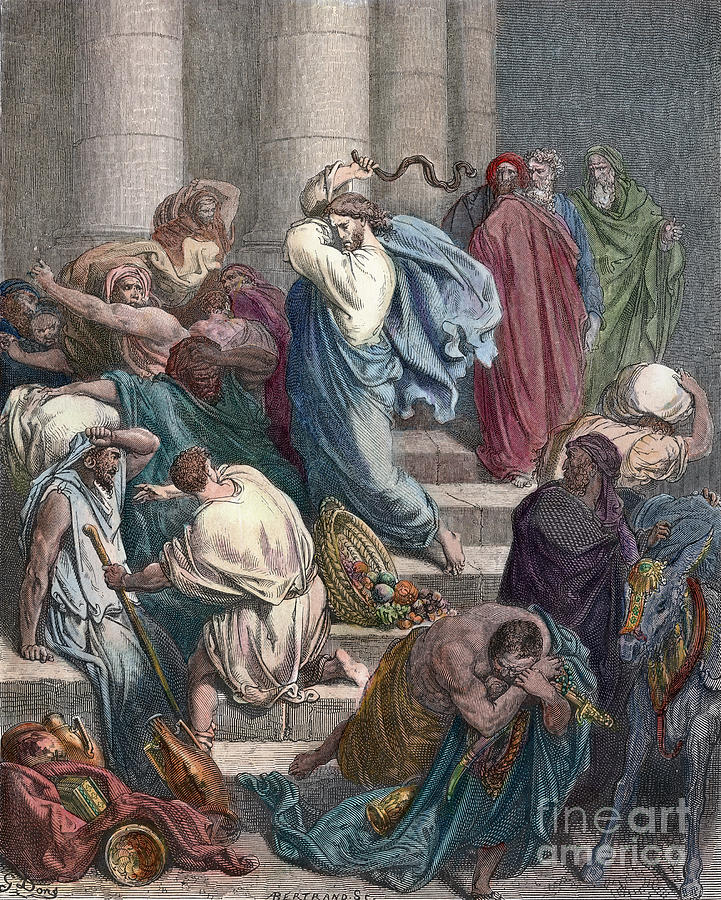 Christ At The Temple Photograph by Gustave Dore