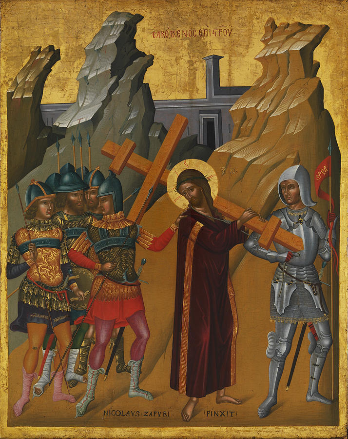 Knight Painting - Christ Bearing the Cross by Nicolaos Tzafouris