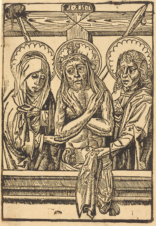 Christ between Maria and John Drawing by German th Century - Fine Art ...