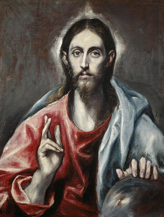 Christ Blessing, 1600 Painting by El Greco