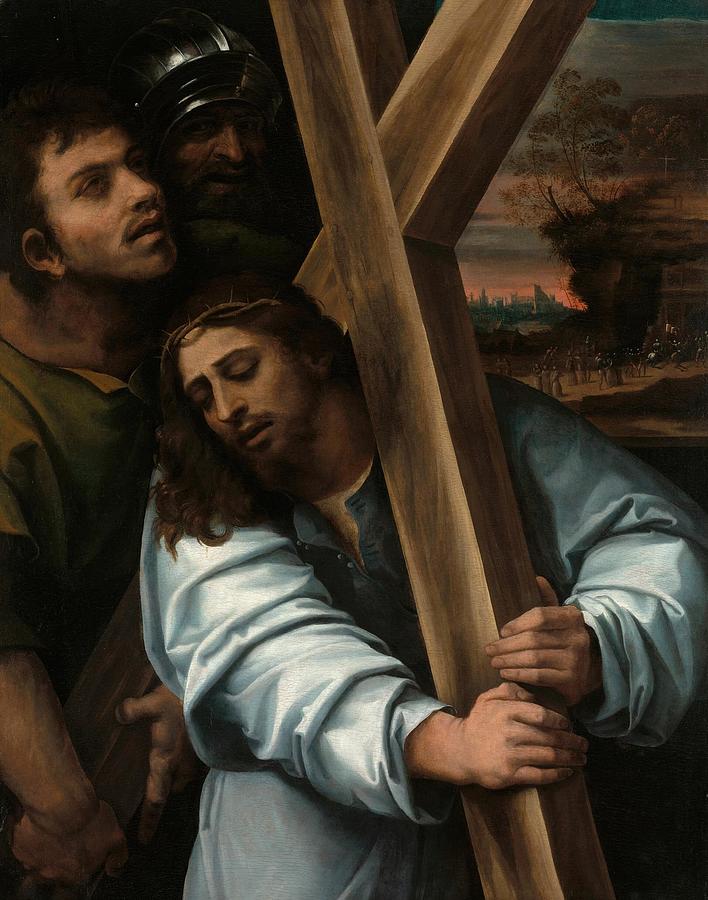 Christ Carrying the Cross about Drawing by Sebastiano del Piombo ...