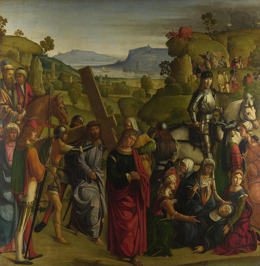Boccaccio Boccaccino Painting - Christ carrying the Cross and the Virgin Mary swooning by Boccaccio Boccaccino