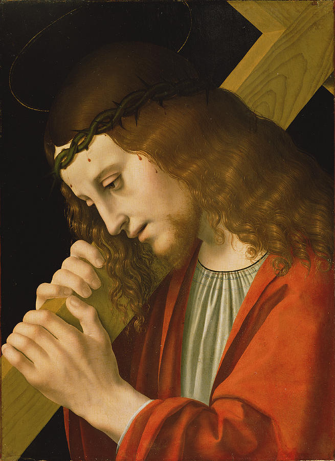 Christ Carrying the Cross Painting by Attributed to Marco d Oggiono