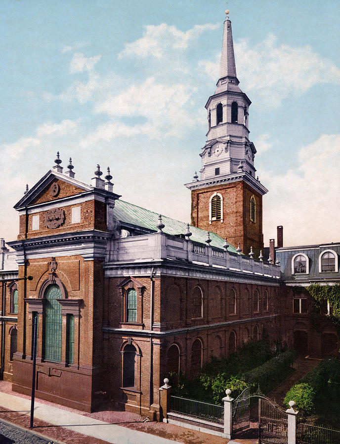 Christ Church - Philadelphia - Circa 1900 Photochrom Photograph by War Is Hell Store