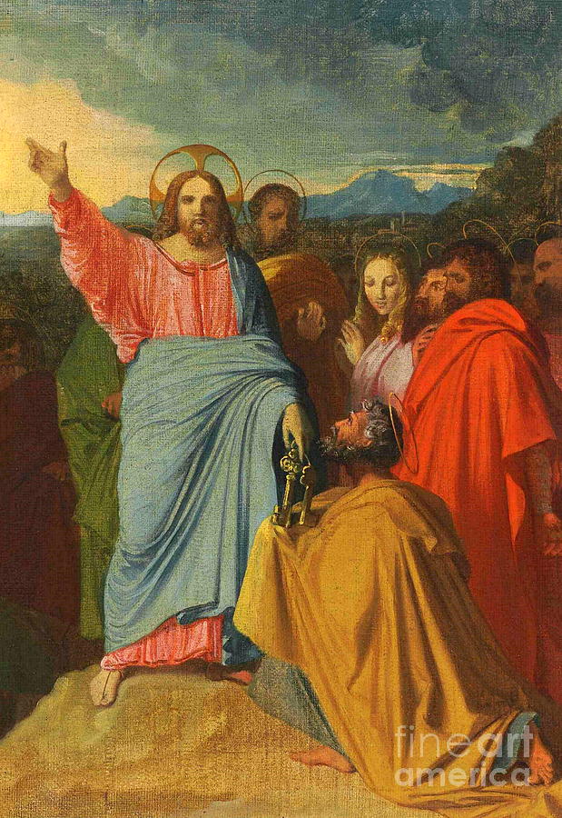 Christ delivering the Keys to Saint Peter Painting by Jean-Auguste-Dominique Ingres