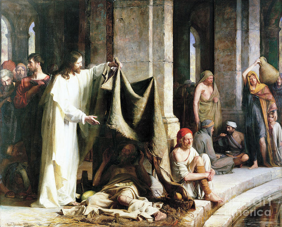 Christ Healing The Sick At The Pool Of Bethesda Painting by Doc Braham