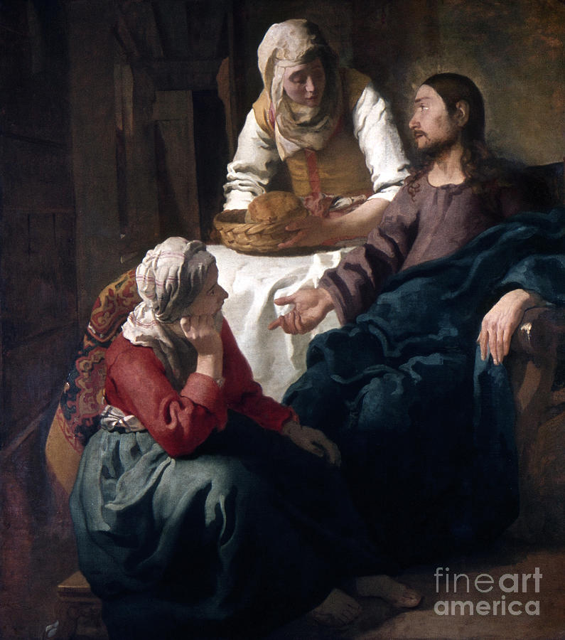 Christ in the House of Martha and Mary, c1654 Painting by Johannes Vermeer
