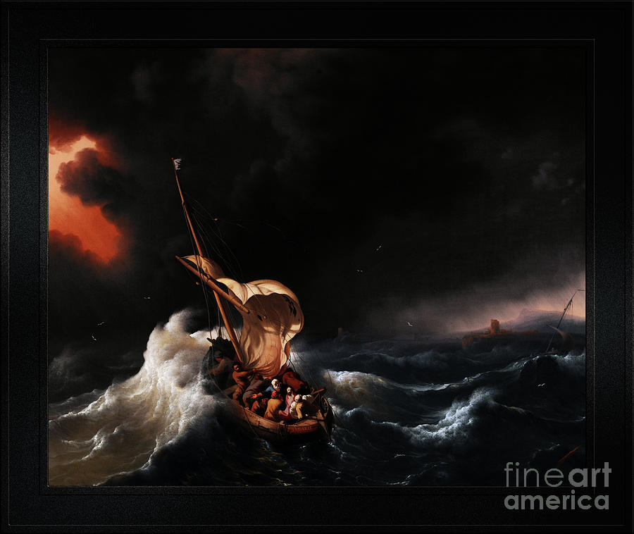 Christ in the Storm on the Sea of Galilee by Ludolf Backhuysen Remastered Xzendor7 Reproductions Painting by Rolando Burbon
