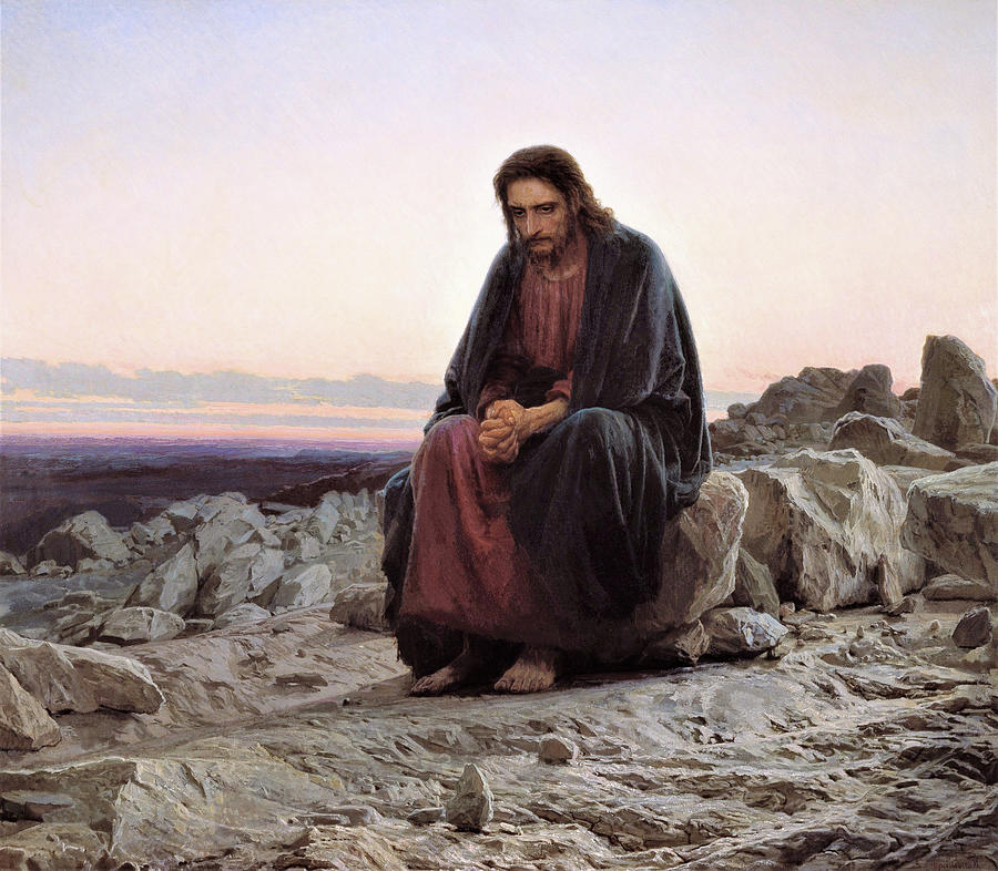 Jesus Christ Painting - Christ in the Wilderness - Digital Remastered Edition by Ivan Kramskoi