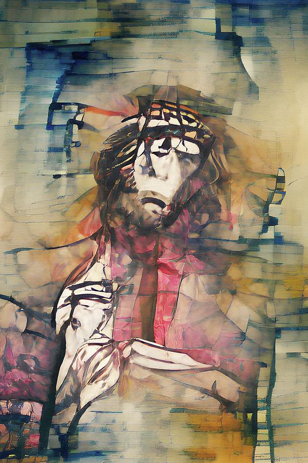 Christ on Calvary Abstract Watercolor Painting by David Dehner