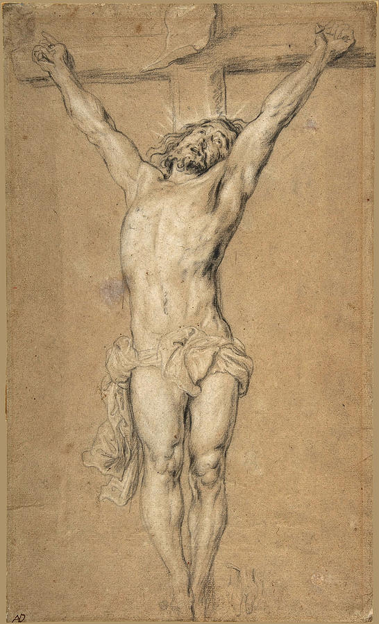 Christ on the Cross Drawing by After Anthony van Dyck