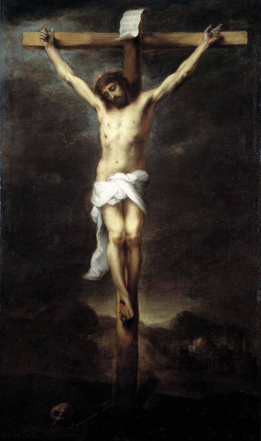 Christ on the Cross, ca. 1675, Spanish School, Canvas, 185 cm x 10... Painting by Bartolome Esteban Murillo -1611-1682-