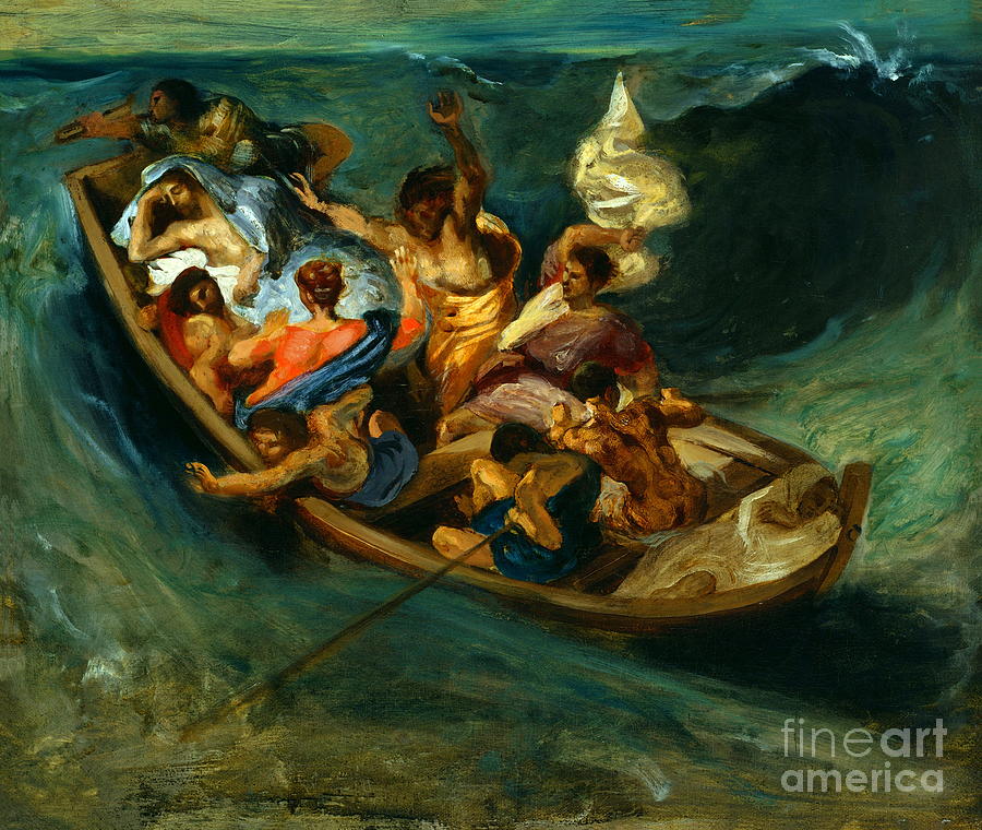 Christ on the Sea of Galilee or Christ Asleep During the Tempest Painting by Eugene Delacroix
