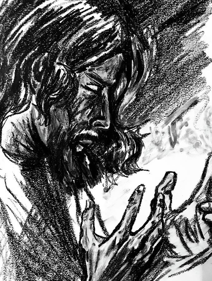 Christ praying Drawing by Aaron Guthrie | Fine Art America