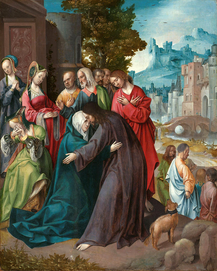 Christ Taking Leave of his Mother Painting by Cornelis Engebrechtsz