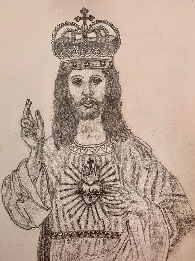 Christ The King Drawing by Ann Joseph Pixels