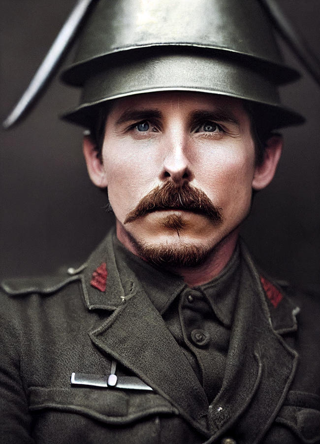 Vintage Painting - Christian  Bale  as  ww1  soldier  c3e91782  f7c6  402b  a1f0  ecbda36d1082 by Asar Studios by Celestial Images