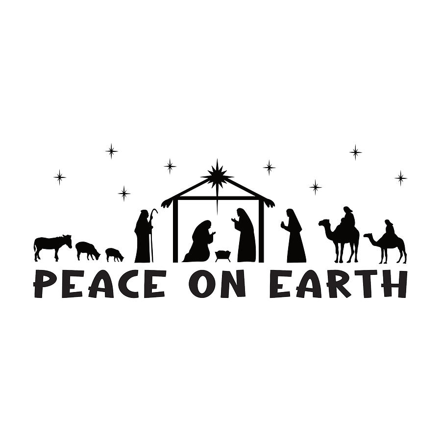 Christian Christmas Nativity - Peace on Earth Digital Art by Bob Pardue