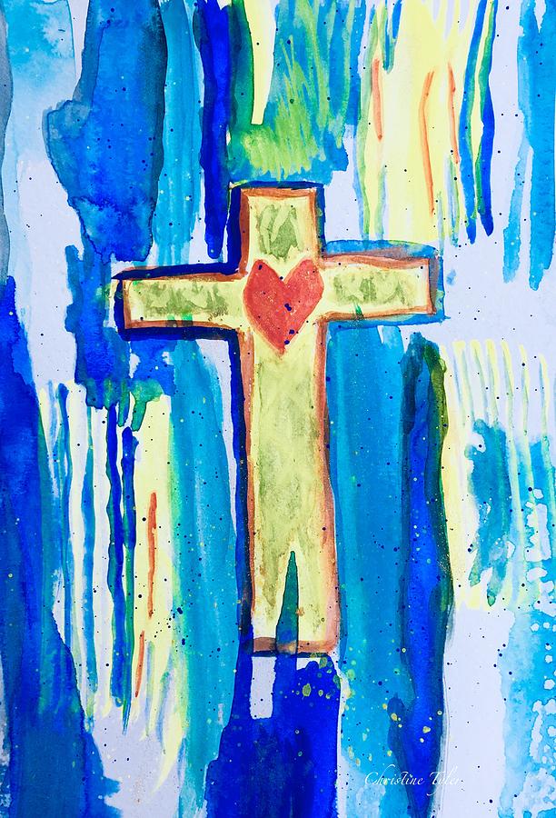 Christian Cross Painting by Christine Tyler