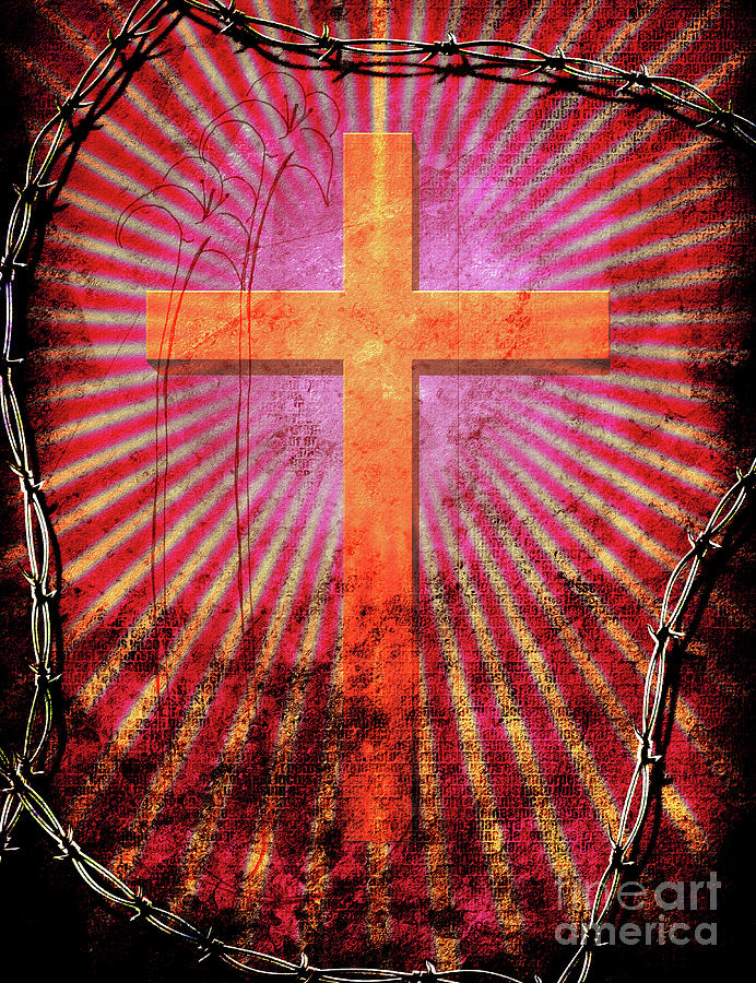 Christian Cross In Rays Of Light Digital Art