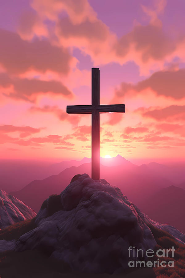 Christian Cross Sunset 2 Digital Art by Ferrara Media - Fine Art America