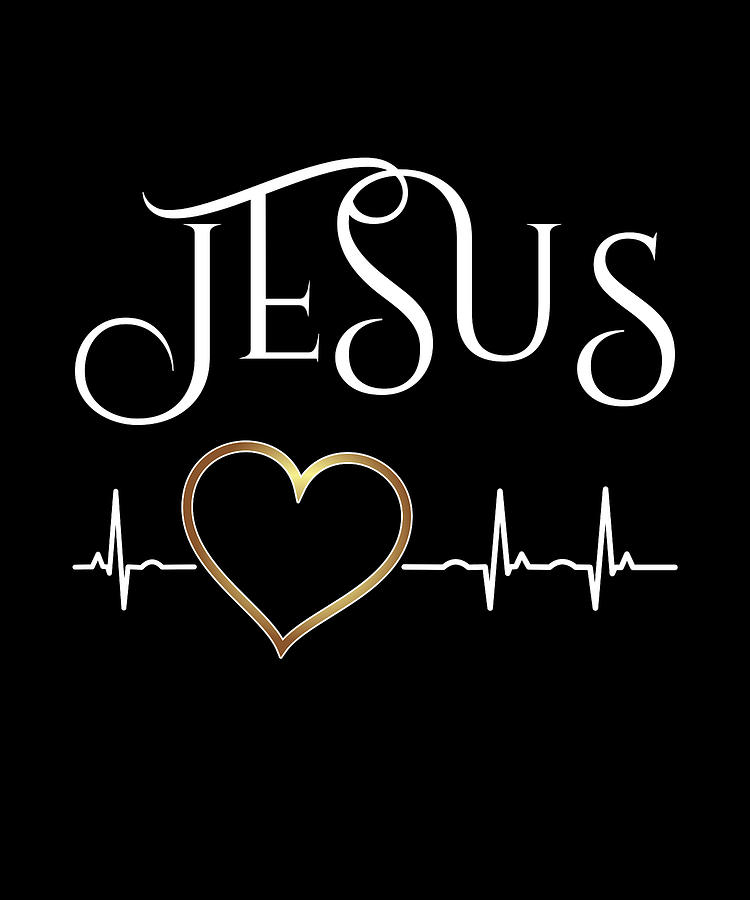Christian Design Jesus with Heart and Heartbeat Digital Art by Anthea Day