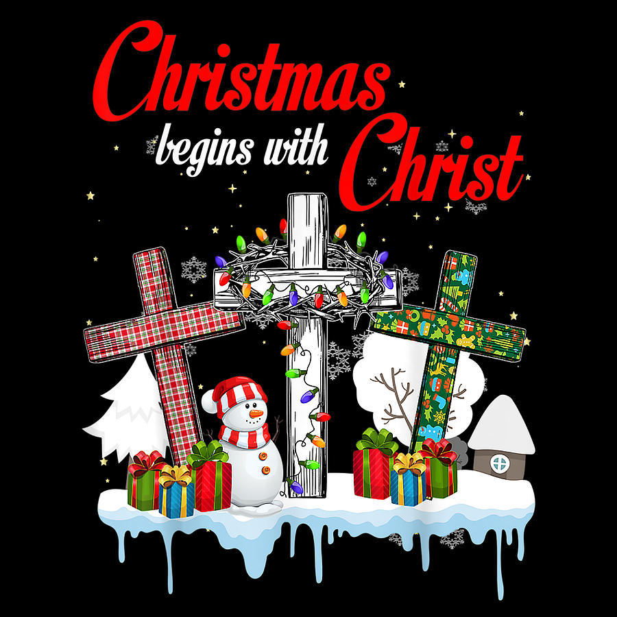 Christian Gift Jesus Christmas Begins With Christ Snowman Christian ...