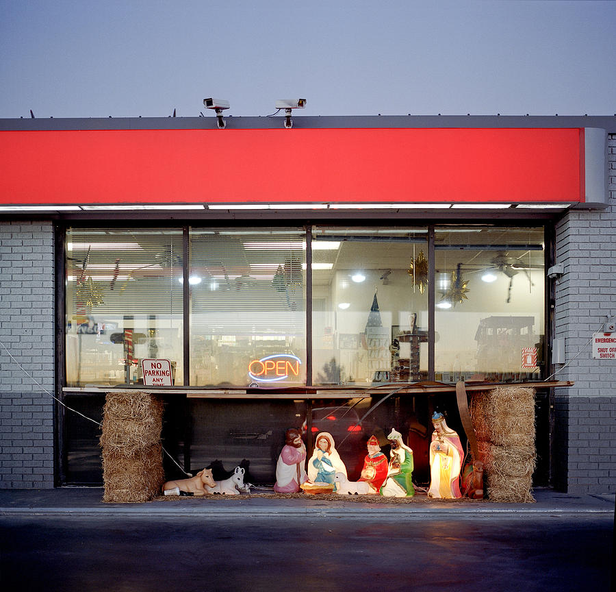 Christian nativity in front of store Photograph by Studio 642
