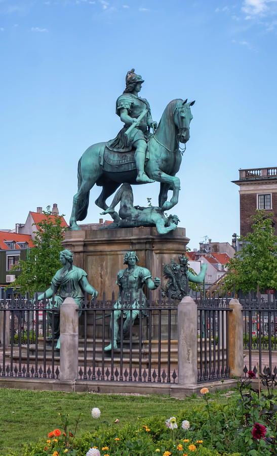 Christian V Statue In Kongens Nytorv, Kings New Square, In Copenhagen, Denmark Photograph