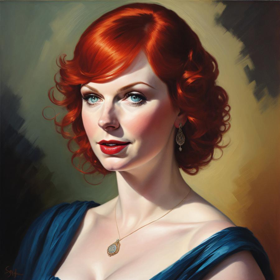 Christina Hendricks Portrait Digital Art by Bob Smerecki - Fine Art America