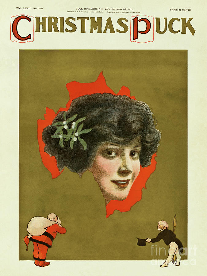  Christmas 1912 Puck cover ad Drawing by Heidi De Leeuw