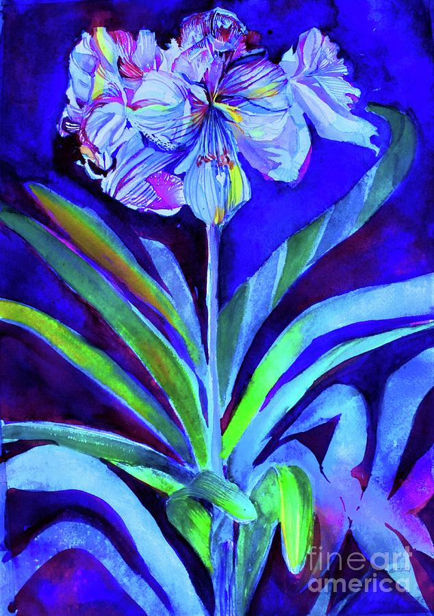 Christmas Amaryllis Painting by Mindy Newman