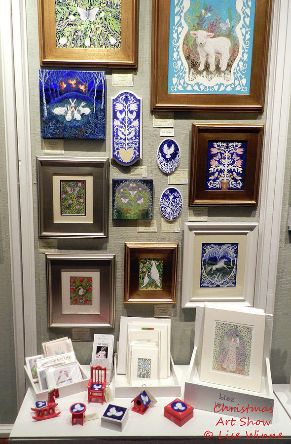 Christmas Art Show with One Panel and One Stand Mixed Media by Lise Winne