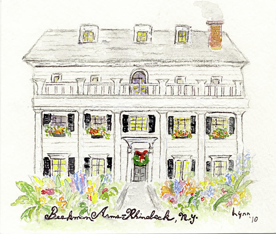 Christmas at Beekman Arms in Rhinebeck Painting by Afinelyne