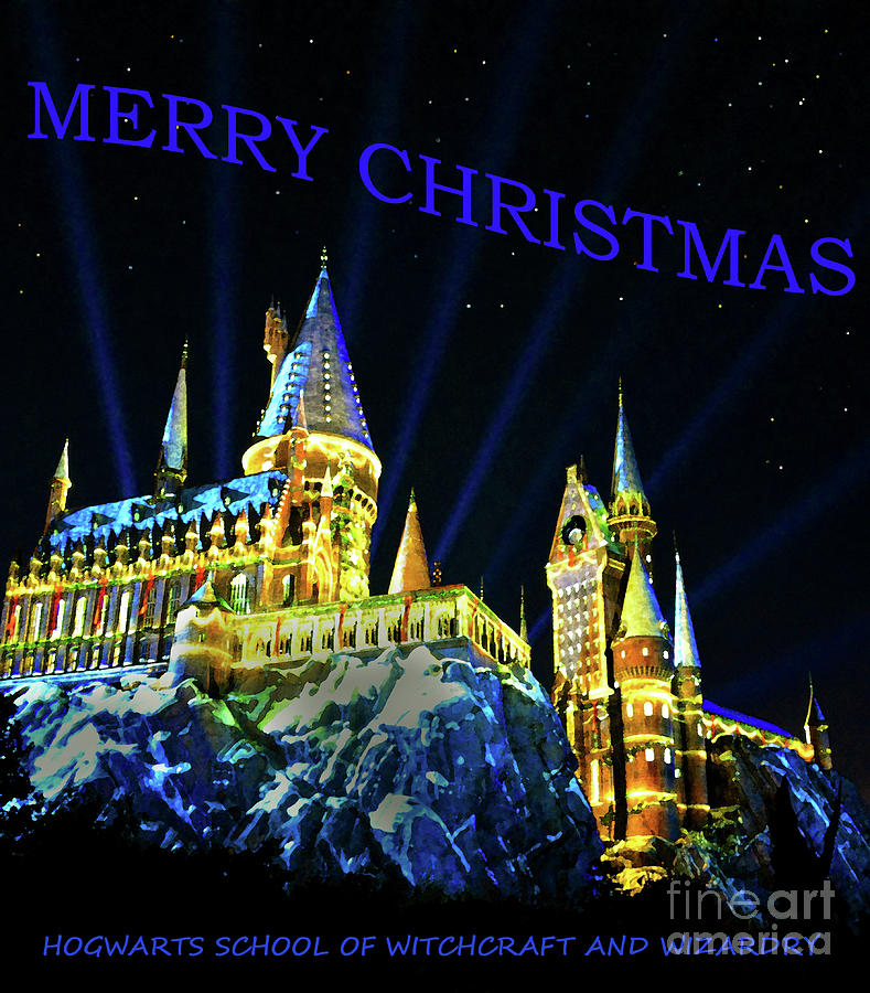 Christmas At Hogwarts Card Mixed Media
