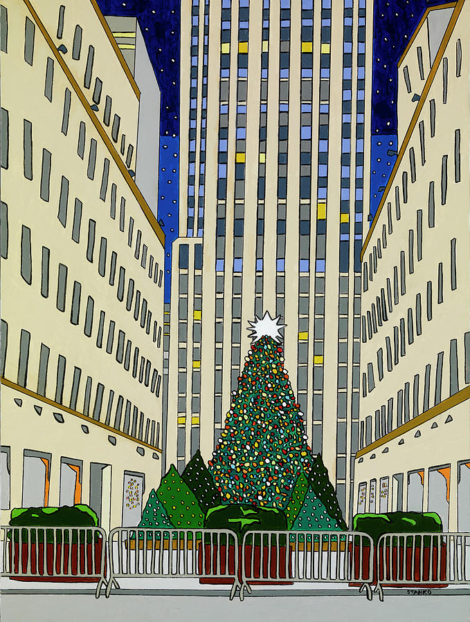 Christmas at Rockefeller Center Painting by Mike Stanko