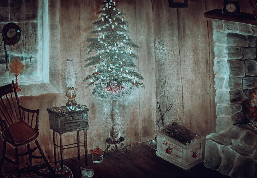 Christmas At The Cabin Painting by James Inlow