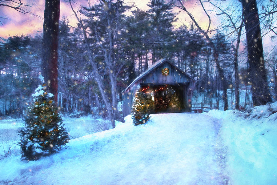 Christmas at the Dummerston Covered Bridge Photograph by Joann Vitali