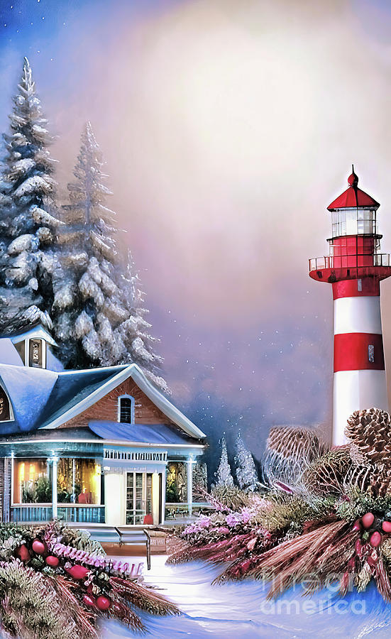 Christmas At The Lighthouse Digital Art