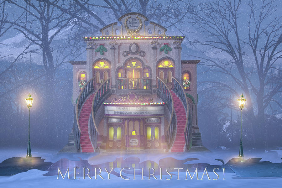 Christmas at the Majestic Theater - Greeting Card Digital Art by Mark Andrew Thomas