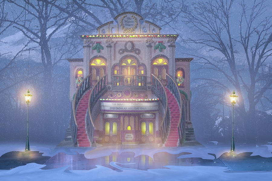 Christmas at the Majestic Theater Digital Art by Mark Andrew Thomas