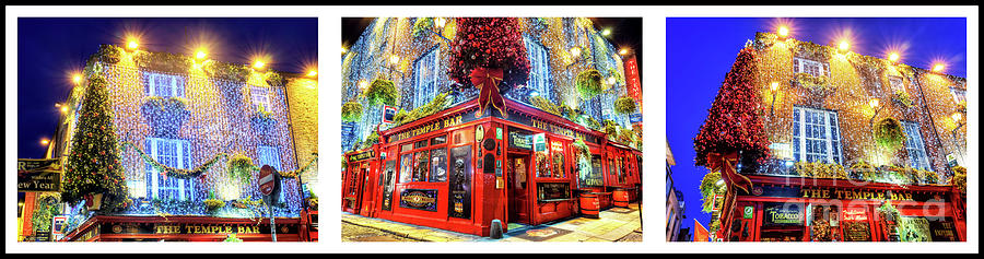 Christmas at the Temple Bar Triptych Photograph by John Rizzuto