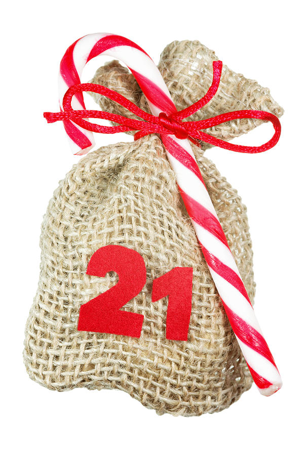 Christmas bag for advent calendar isolated on white Photograph by AntiMartina