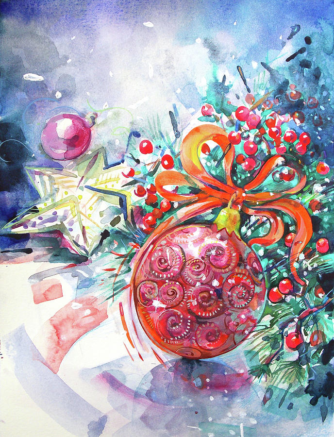 Christmas ball Painting by Katya Atanasova