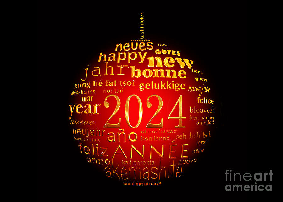 Christmas Ball New Year Word Cloud Photograph by Delphimages Photo Creations