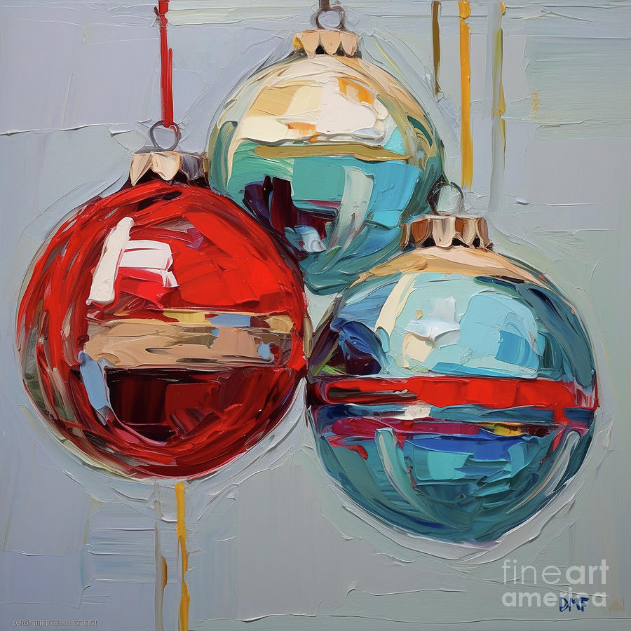 Christmas Ball Ornaments Painting by Dragica Micki Fortuna